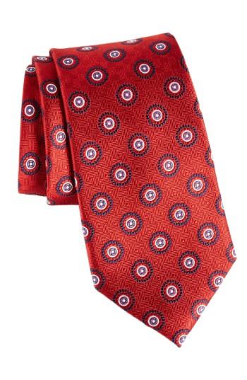 Men's Nordstrom Men's Shop Neat Medallion Silk Tie, Size X-long - Red