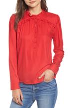 Women's Hinge Ruffle Detail Popover Blouse, Size - Red