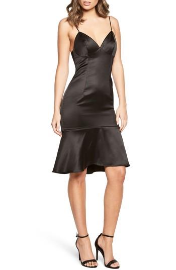 Women's Bardot Henley Ruffle Hem Slipdress - Black