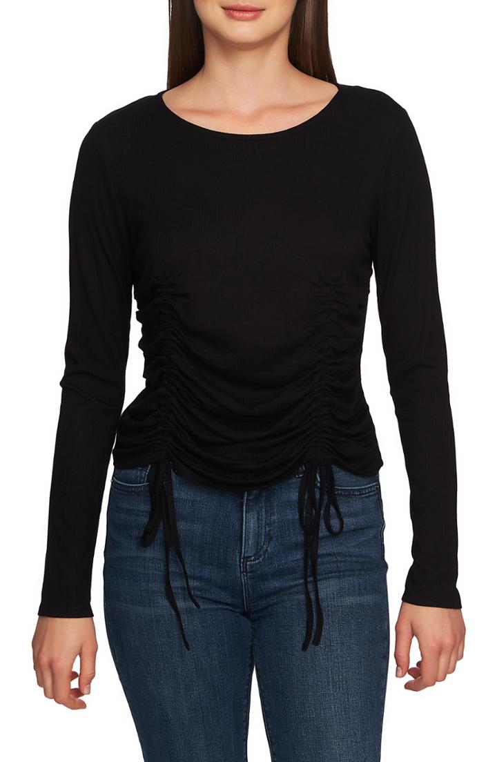 Women's 1.state Drawstring Ruched Top, Size - Black