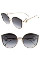 Women's Fendi 58mm Metal Butterfly Sunglasses - Black