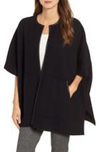 Women's Eileen Fisher Boiled Wool Poncho Jacket, Size /x-small - Black