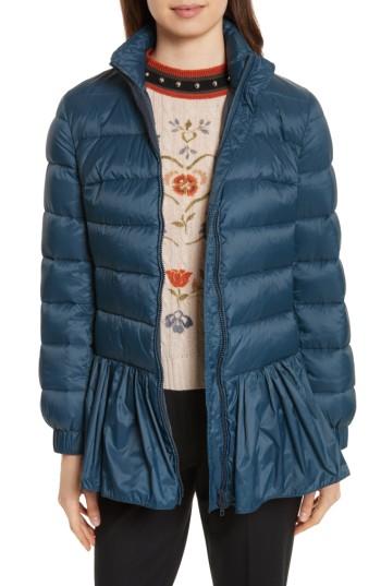 Women's Red Valentino Quilted Peplum Jacket Us / 38 It - Blue