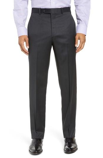 Men's John W. Nordstrom Torino Flat Front Wool Gabardine Trousers - Grey