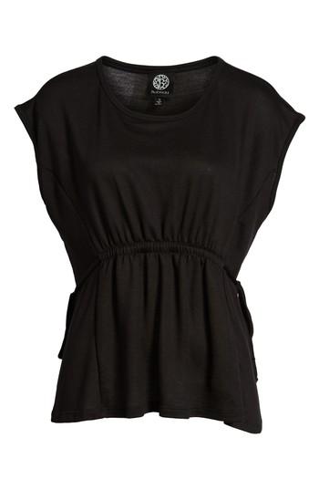 Petite Women's Bobeau Cinched Waist French Terry Top P - Black