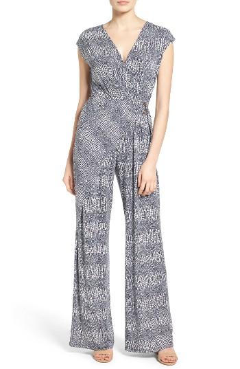 Women's Michael Michael Kors Zephyr Print Jersey Wrap Front Jumpsuit