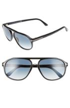 Women's Tom Ford Jacob 60mm Retro Sunglasses - Shiny Black/ Gradient Green