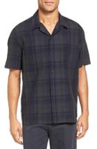 Men's Vince Short Sleeve Linen Plaid Camp Shirt