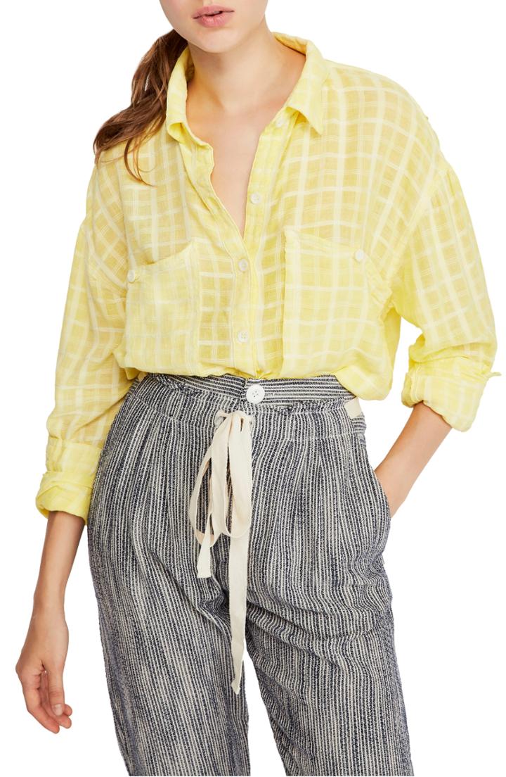 Women's Free People Loveland Woven Top - Yellow
