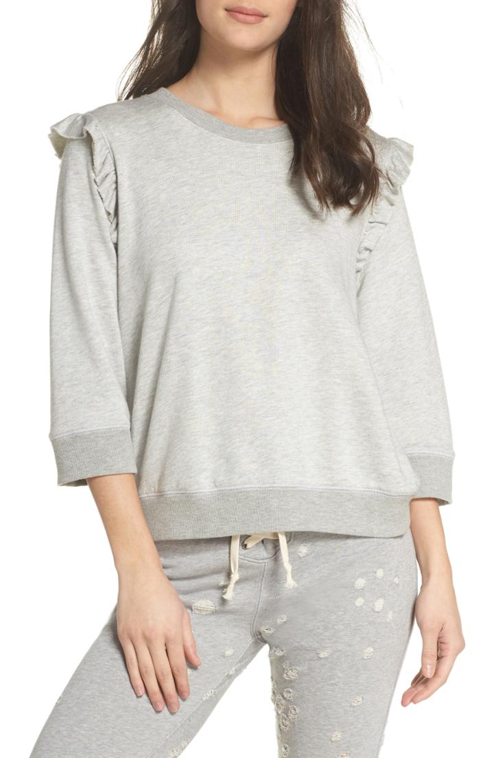 Women's Something Navy Puff Sleeve Sweater - Pink