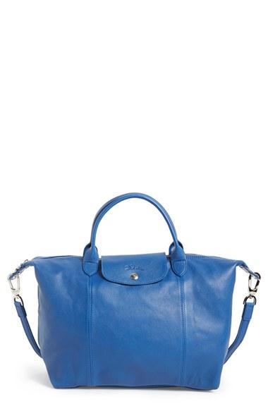 Longchamp 'le Pliage Cuir' Leather Handbag - Blue