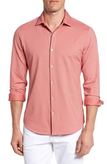 Men's Mizzen+main Hawthorne Gingham Sport Shirt, Size - Red