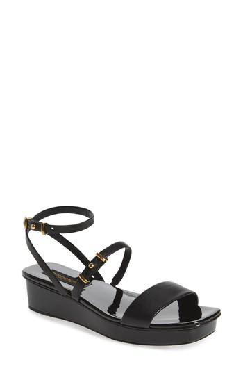 Women's Donna Karan New York Ankle Strap Wedge Sandal .5 M - Black