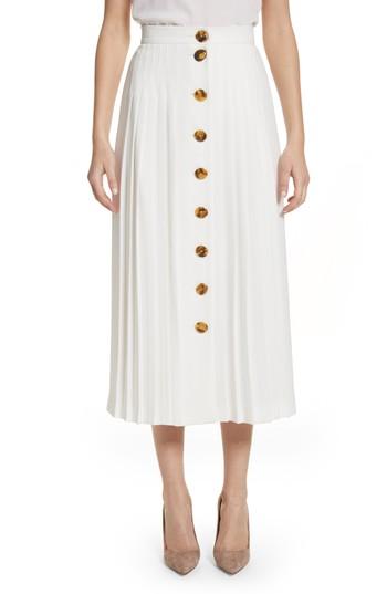 Women's Sara Battaglia Pleated Button Skirt Us / 38 It - White