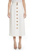Women's Sara Battaglia Pleated Button Skirt Us / 38 It - White