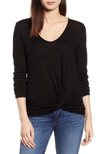 Women's Michael Stars Knot Hem Top, Size - Black