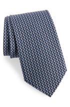 Men's Salvatore Ferragamo Edda Geometric Silk Tie, Size - Blue
