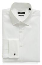 Men's Boss Trim Fit Solid French Cuff Tuxedo Shirt .5 - White