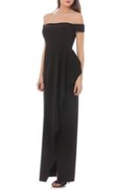 Women's Js Collections Crepe Off The Shoulder Cascade Gown