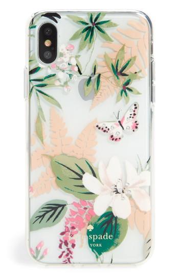 Kate Spade New York Jeweled Botanical Transparent Iphone X Case - Green