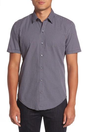 Men's Boss Robb Sharp Fit Micro Print Sport Shirt - Blue