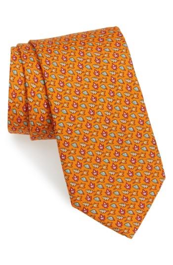 Men's Vineyard Vines Fall Leaves Silk Tie, Size - Orange