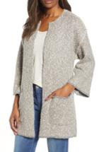 Women's Wit & Wisdom Reversible Leopard Jacquard Sweater Jacket - Brown