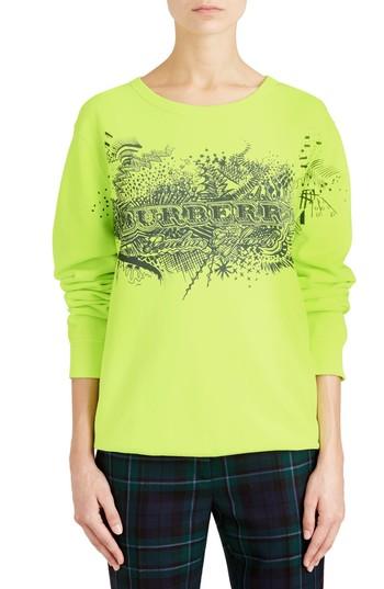 Women's Burberry Sauer Doodle Print Cotton Sweatshirt - Yellow