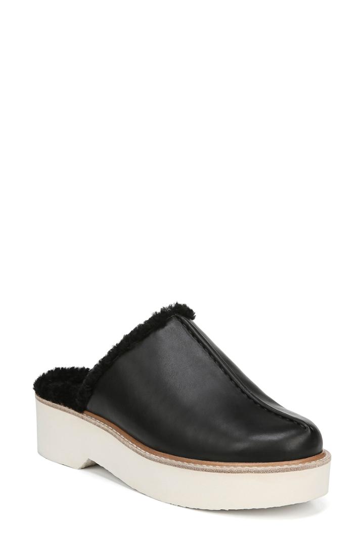 Women's Vince Adler Genuine Shearling Lined Platform Mule M - Black