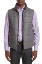 Men's Canali Reversible Quilted Water-repellent Wool Vest R Eu - Blue
