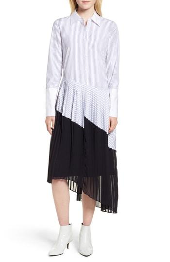 Women's Lewit Asymmetrical Pleated Shirtdress - White