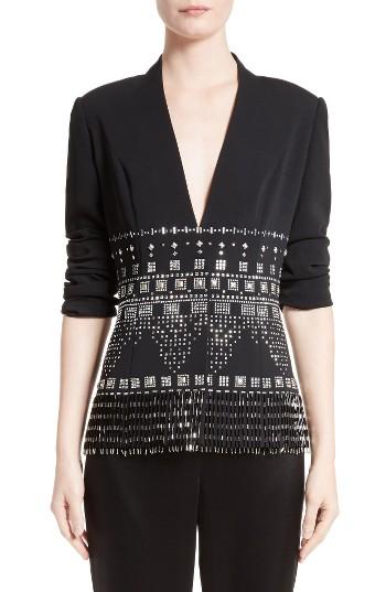 Women's St. John Collection Embellished Classic Stretch Cady Jacket
