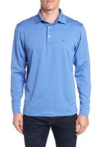 Men's Vineyard Vines Stripe Long Sleeve Fit Polo, Size Small - Purple