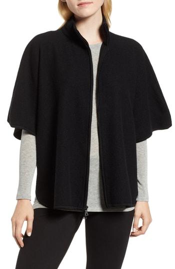 Women's Anne Klein Zip Front Wool Cape - Black