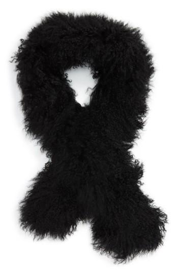 Women's Toria Rose Genuine Mongolian Lamb Fur Scarf, Size - Black