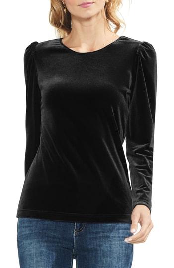Women's Vince Camuto Puff Shoulder Velvet Top - Black
