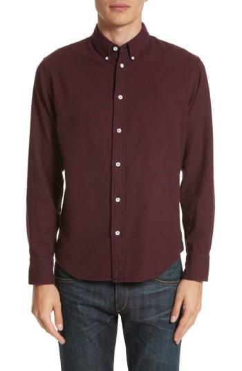 Men's Rag & Bone Fit 2 Base Woven Shirt, Size - Burgundy