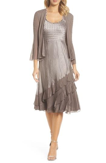 Women's Komarov A-line Dress With Jacket - Beige