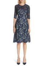Women's Lela Rose Holly Lace A-line Dress - Blue