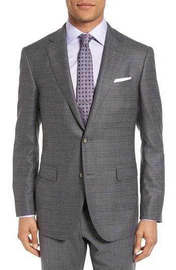 Men's Pal Zileri Classic Fit Windowpane Wool Sport Coat S Eu - Grey