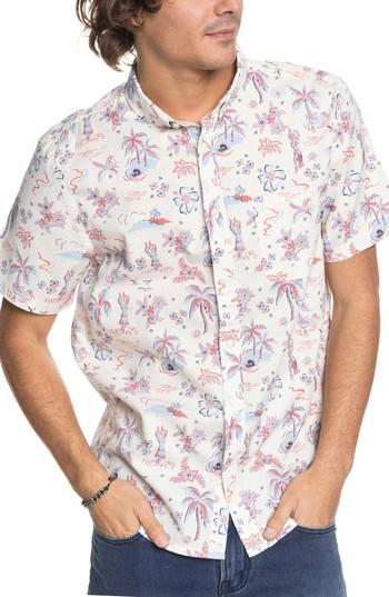 Men's Quiksilver Black Hula Woven Shirt - Ivory
