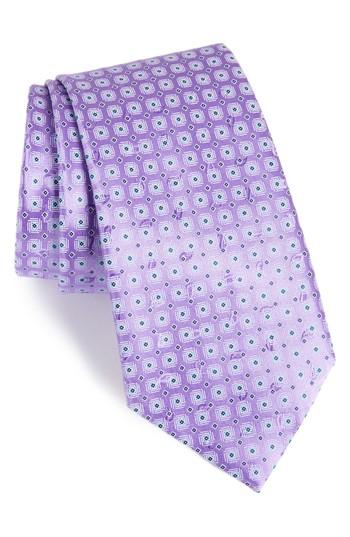 Men's Ermenegildo Zegna Neat Geometric Silk Tie, Size - Purple