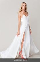 Women's Sarah Seven Spaghetti Strap Lace & Crepe A-line Gown