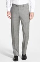 Men's Berle Flat Front Plaid Wool Trousers X 34 - Grey