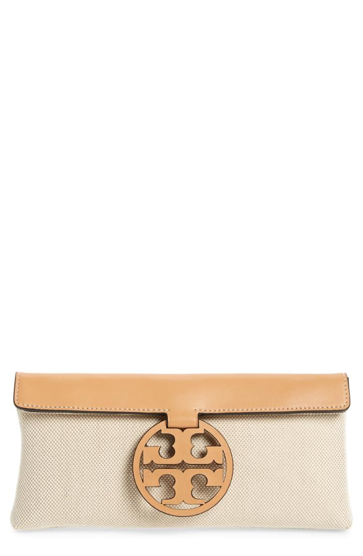 Tory Burch Miller Canvas Clutch - Beige