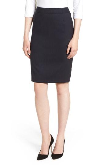 Women's Boss Vimahina Monostripe Stretch Wool Suit Skirt - Blue