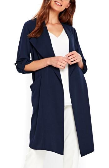 Women's Wallis Marcel Drape Front Long Jacket Us / 10 Uk - Blue