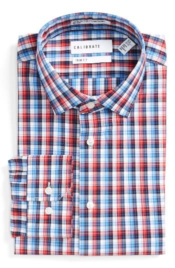 Men's Calibrate Trim Fit No-iron Check Dress Shirt