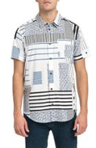 Men's Rvca Mixed Linear Short Sleeve Shirt - White