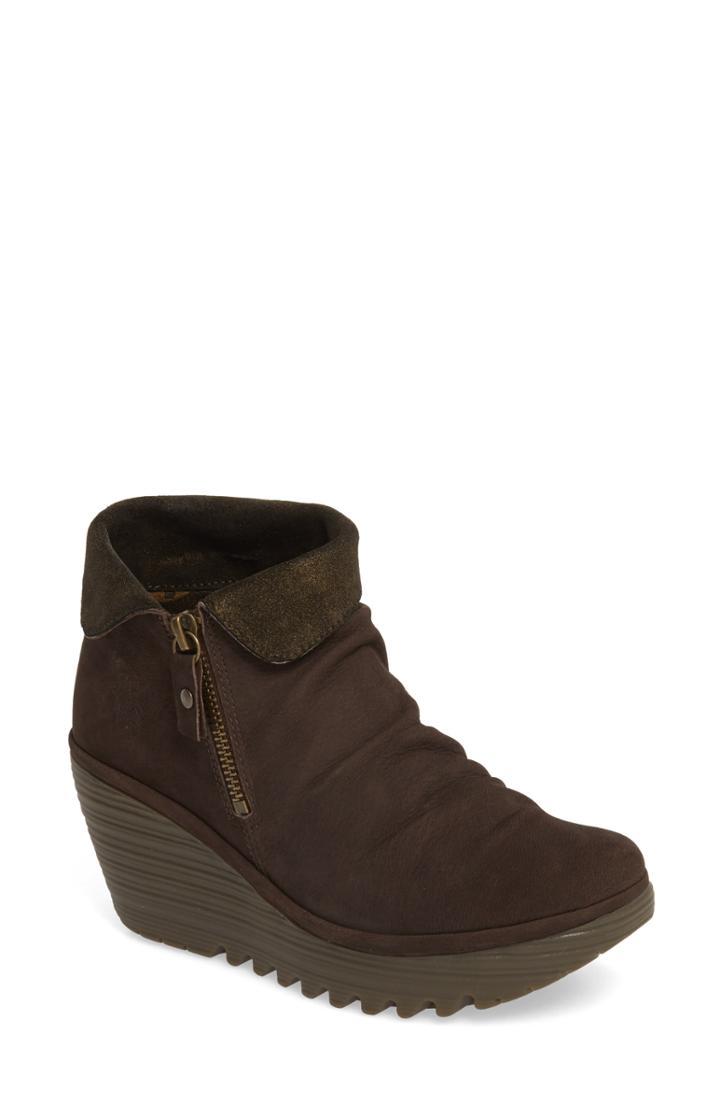 Women's Fly London Yoxi Wedge Bootie -8.5us / 39eu - Brown